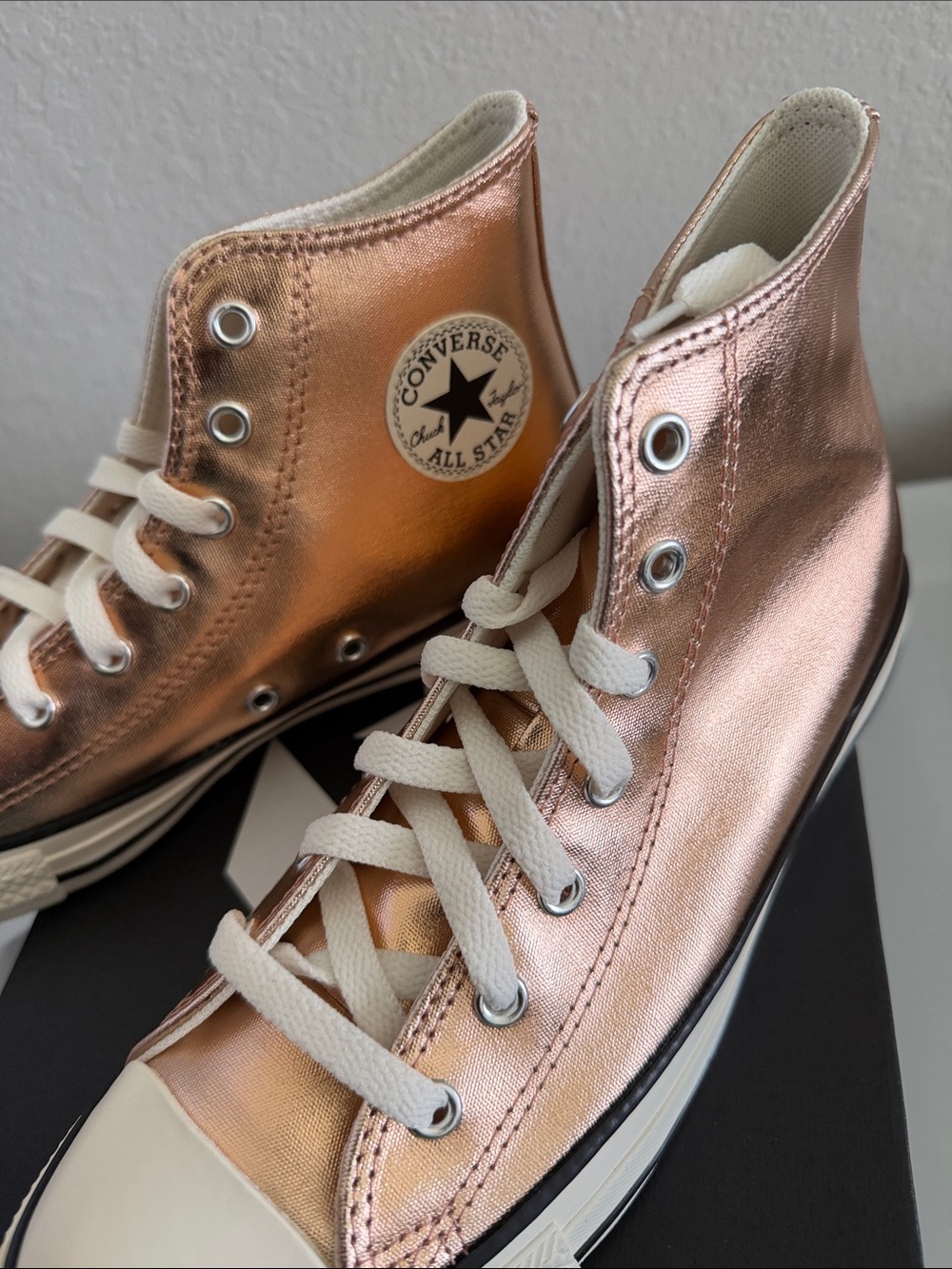 Converse Metallic Rose Gold High Top Sneakers - Picture 3 of 6